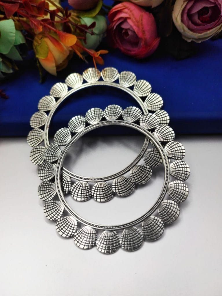 WJBOS - Designer Sea Shell Bangles – Best German Silver Oxidised Bangle For Girls