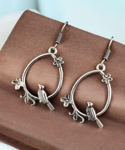 WJEOS - Oxidised Casual Earrings | Best Designer German Silver Bird Dangler Hook Earring