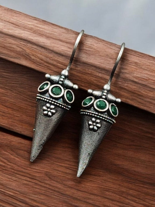 WJEOS - Antique Look Earrings | Unique Silver Replica Jewelry | Oxidized Hook Earring For Girls