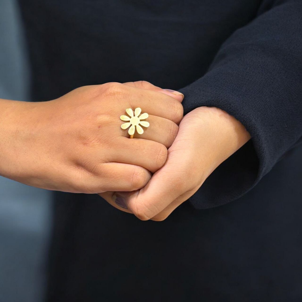 WJROS - Gold-Plated Handmade Flower Design Ring | Premium Quality Adjustable Rings