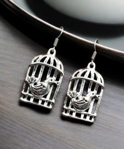 WJEOS - Oxidised Bird Cage Earrings | Best German Silver Hook Style Jewelry