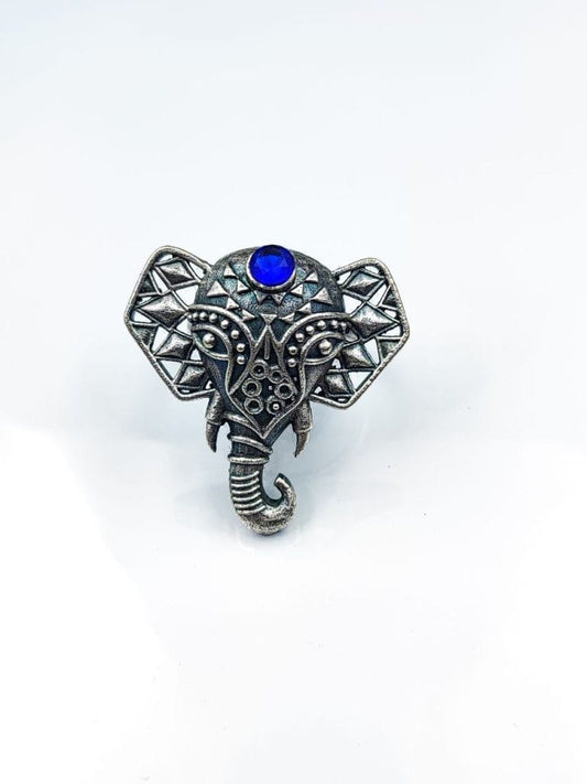 WJROS - Oxidised Silver Replica Elephant Design Ring | Affordable Adjustable Size Rings For Girls