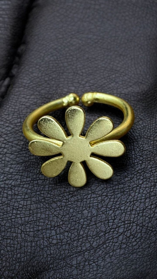 WJROS - Gold-Plated Handmade Flower Design Ring | Premium Quality Adjustable Rings