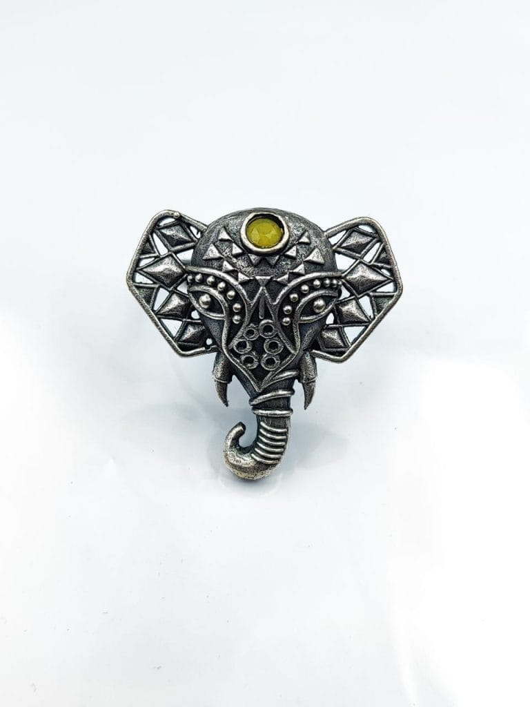 WJROS - Oxidised Silver Replica Elephant Design Ring | Affordable Adjustable Size Rings For Girls