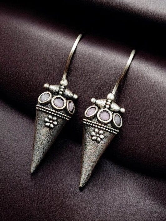 WJEOS - Antique Look Earrings | Unique Silver Replica Jewelry | Oxidized Hook Earring For Girls