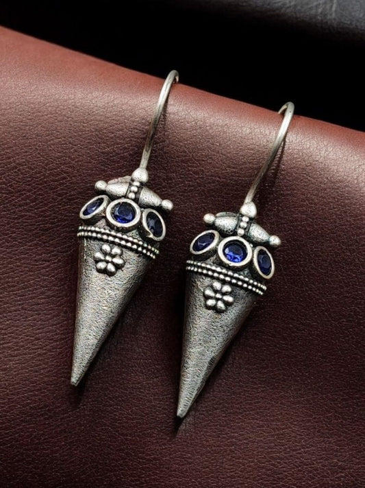 WJEOS - Antique Look Earrings | Unique Silver Replica Jewelry | Oxidized Hook Earring For Girls