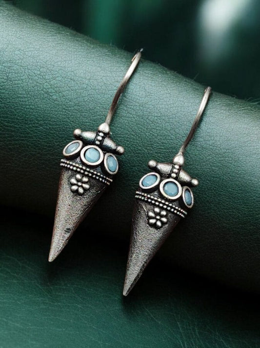 WJEOS - Antique Look Earrings | Unique Silver Replica Jewelry | Oxidized Hook Earring For Girls