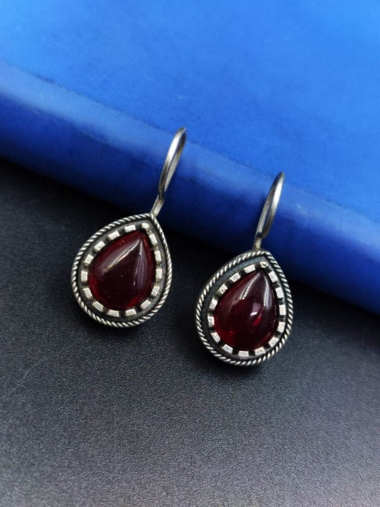 WJEOS - Premium Quality Silver Replica Monalisa Stone Hook Earrings