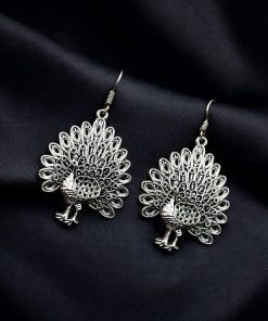 WJEOS -  Best Peacock Hook Earrings in German Silver – Add a Touch of Elegance