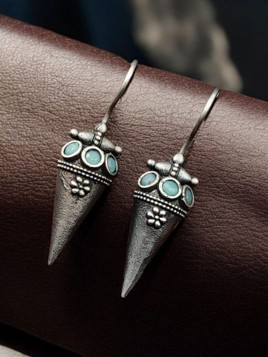 WJEOS - Antique Look Earrings | Unique Silver Replica Jewelry | Oxidized Hook Earring For Girls